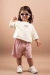 Yazlık Kız Çocuk Nakışlı Oversize Takım Şortlu %100 Pamuk 1-6 Yaş