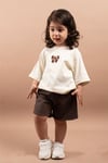 Yazlık Kız Çocuk Nakışlı Oversize Takım Şortlu %100 Pamuk 1-6 Yaş