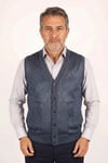 Erkek Baba İndigo Klasik Kesim V Yaka Önü Düğmeli Çift Cepli Mevsimlik Triko Yelek
