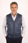 Erkek Baba İndigo Klasik Kesim V Yaka Önü Düğmeli Çift Cepli Mevsimlik Triko Yelek