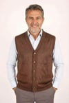 Erkek Baba Kahverengi Klasik Kesim V Yaka Önü Düğmeli Çift Cepli Mevsimlik Triko Yelek