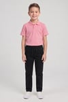 Erkek Çocuk Pembe Kısa Kol Polo Yaka Tişört Siyah Ribana Bel Kanvas Okul Pantolonu Alt Üst Takım Okul Kıyafeti