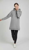 Kadın Gri Basic Oversize Kapüşonlu Çan Model Sweatshirt