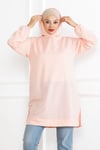 Kadın Kapüşonlu Siyah Uzun Tesettür Tunik Sweatshirt