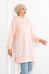Kadın Kapüşonlu Siyah Uzun Tesettür Tunik Sweatshirt