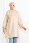 Kadın Kapüşonlu Siyah Uzun Tesettür Tunik Sweatshirt