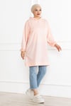 Kadın Kapüşonlu Siyah Uzun Tesettür Tunik Sweatshirt