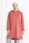 Kadın Kapüşonlu Siyah Uzun Tesettür Tunik Sweatshirt