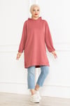 Kadın Kapüşonlu Siyah Uzun Tesettür Tunik Sweatshirt