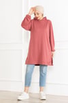Kadın Kapüşonlu Siyah Uzun Tesettür Tunik Sweatshirt
