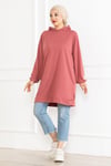 Kadın Kapüşonlu Siyah Uzun Tesettür Tunik Sweatshirt