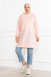 Kadın Kapüşonlu Siyah Uzun Tesettür Tunik Sweatshirt
