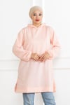 Kadın Kapüşonlu Siyah Uzun Tesettür Tunik Sweatshirt