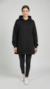 Kadın Siyah Basic Oversize Kapüşonlu Çan Model Sweatshirt