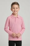 Unisex Çocuk Pembe Lakost Polo Yaka Uzun Kollu Okul Tişörtü