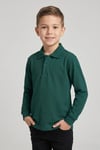 Unisex Çocuk Nefti Yeşil Lakost Polo Yaka Uzun Kollu Okul Tişörtü