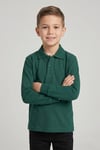 Unisex Çocuk Nefti Yeşil Lakost Polo Yaka Uzun Kollu Okul Tişörtü