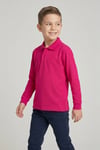Unisex Çocuk Fuşya Lakost Polo Yaka Uzun Kollu Okul Tişörtü