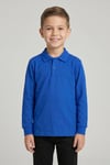 Unisex Çocuk Saks Mavi Lakost Polo Yaka Uzun Kollu Okul Tişörtü