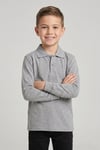 Unisex Çocuk Gri Lakost Polo Yaka Uzun Kollu Okul Tişörtü