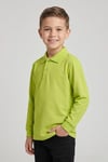 Unisex Çocuk Yeşil Lakost Polo Yaka Uzun Kollu Okul Tişörtü
