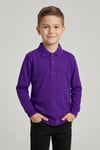 Unisex Çocuk Koyu Mor Lakost Polo Yaka Uzun Kollu Okul Tişörtü