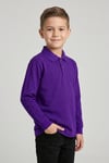 Unisex Çocuk Koyu Mor Lakost Polo Yaka Uzun Kollu Okul Tişörtü