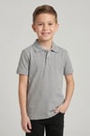 Unisex Cocuk Polo Yaka Kısa Kol Gri Okul Lakost Tişört