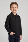 Unisex Çocuk Siyah Lakost Polo Yaka Uzun Kollu Okul Tişörtü