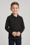 Unisex Çocuk Siyah Lakost Polo Yaka Uzun Kollu Okul Tişörtü