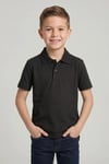 Unisex Çocuk Siyah Lakost Polo Yaka Kısa Kollu Okul Tişörtü