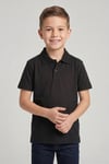Unisex Çocuk Siyah Lakost Polo Yaka Kısa Kollu Okul Tişörtü