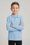 Unisex Çocuk Bebe Mavi Lakost Polo Yaka Uzun Kollu Okul Tişörtü