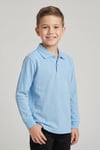 Unisex Çocuk Bebe Mavi Lakost Polo Yaka Uzun Kollu Okul Tişörtü