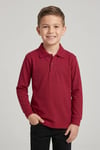 Unisex Çocuk Bordo Lakost Polo Yaka Uzun Kollu Okul Tişörtü