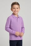Unisex Çocuk Lila Lakost Polo Yaka Uzun Kollu Okul Tişörtü