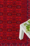 Bordo Afgan Halısı Etnik Otantik Desenli Şönil Halı Kaymaz Taban Yıkanabilir Salon Oturma Odası Halısı M1008