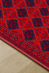 Bordo Afgan Halısı Etnik Otantik Desenli Şönil Halı Kaymaz Taban Yıkanabilir Salon Oturma Odası Halısı M1010
