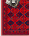 Bordo Afgan Halısı Etnik Otantik Desenli Şönil Halı Kaymaz Taban Yıkanabilir Salon Oturma Odası Halısı M1010