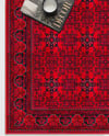 Bordo Afgan Halısı Etnik Otantik Desenli Şönil Halı Kaymaz Taban Yıkanabilir Salon Oturma Odası Halısı M1001