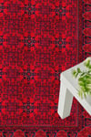 Bordo Afgan Halısı Etnik Otantik Desenli Şönil Halı Kaymaz Taban Yıkanabilir Salon Oturma Odası Halısı M1001