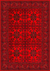 Bordo Afgan Halısı Etnik Otantik Desenli Şönil Halı Kaymaz Taban Yıkanabilir Salon Oturma Odası Halısı M1002