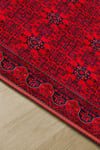 Bordo Afgan Halısı Etnik Otantik Desenli Şönil Halı Kaymaz Taban Yıkanabilir Salon Oturma Odası Halısı M1001