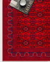 Bordo Afgan Halısı Etnik Otantik Desenli Şönil Halı Kaymaz Taban Yıkanabilir Salon Oturma Odası Halısı M1008