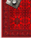 Bordo Afgan Halısı Etnik Otantik Desenli Şönil Halı Kaymaz Taban Yıkanabilir Salon Oturma Odası Halısı M1002