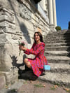 Desenli Vatkalı Elbise Desenli