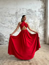 FLORA DRESS BÜSTİYER ETEK TAKIM Kırmızı