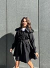 Kaşe İnce Trençkot Siyah