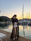 Lucina Şifon Bluz Kahverengi Beyaz Puantiyeli
