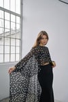 Lucina Şifon Bluz Siyah Beyaz Puantiyeli